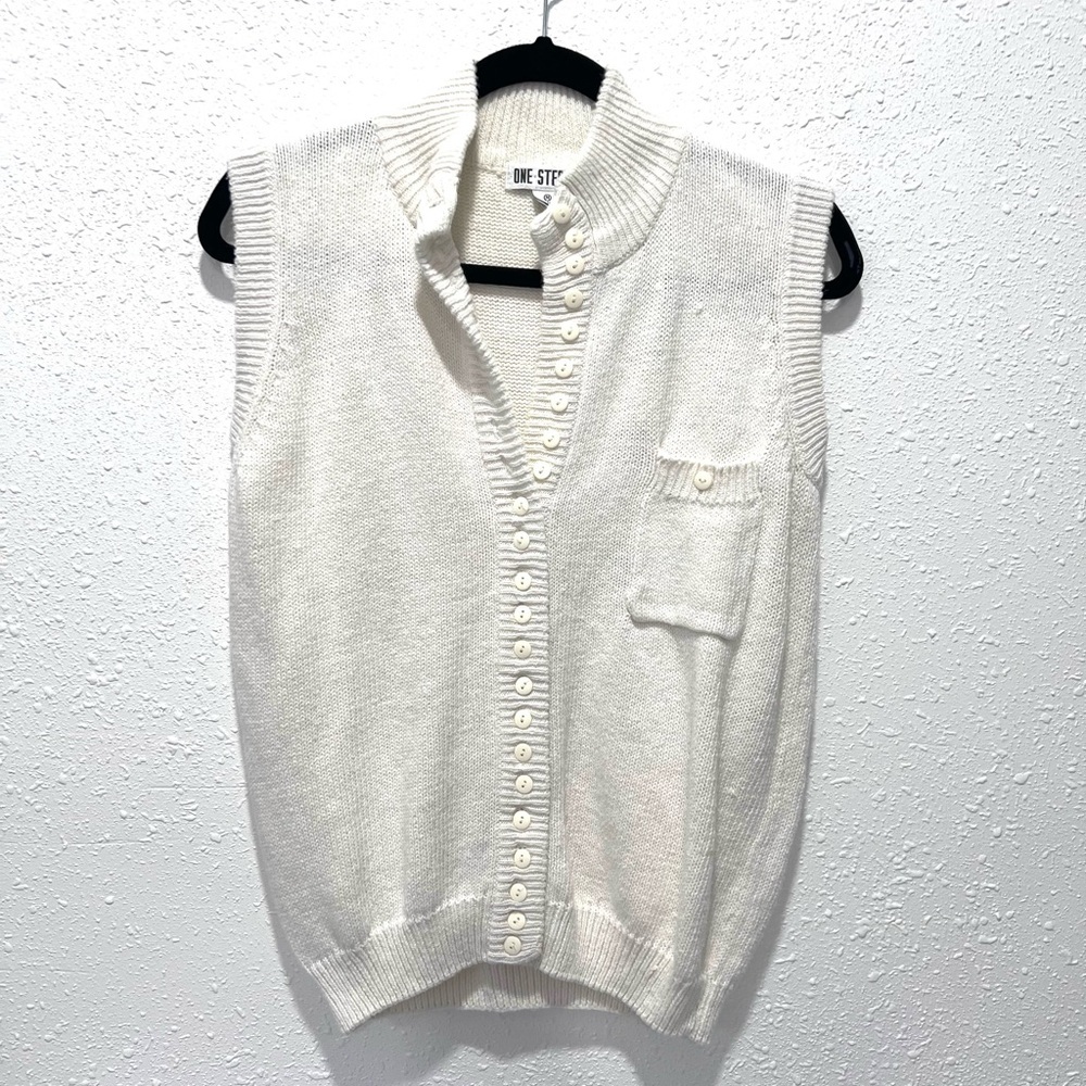 One Step Ahead White vintage Cardigan‎ Sweater Medium